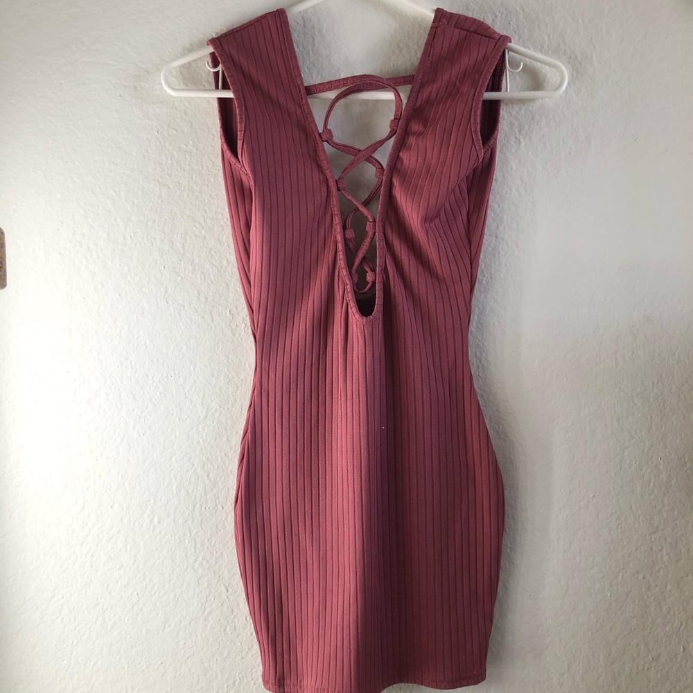 PrettyLittleThing Rose Backless Mini Dress